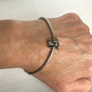 Michael Anthony Sterling Silver 925 Puppy Dog Snake Chain Charm Bracelet 7.5"